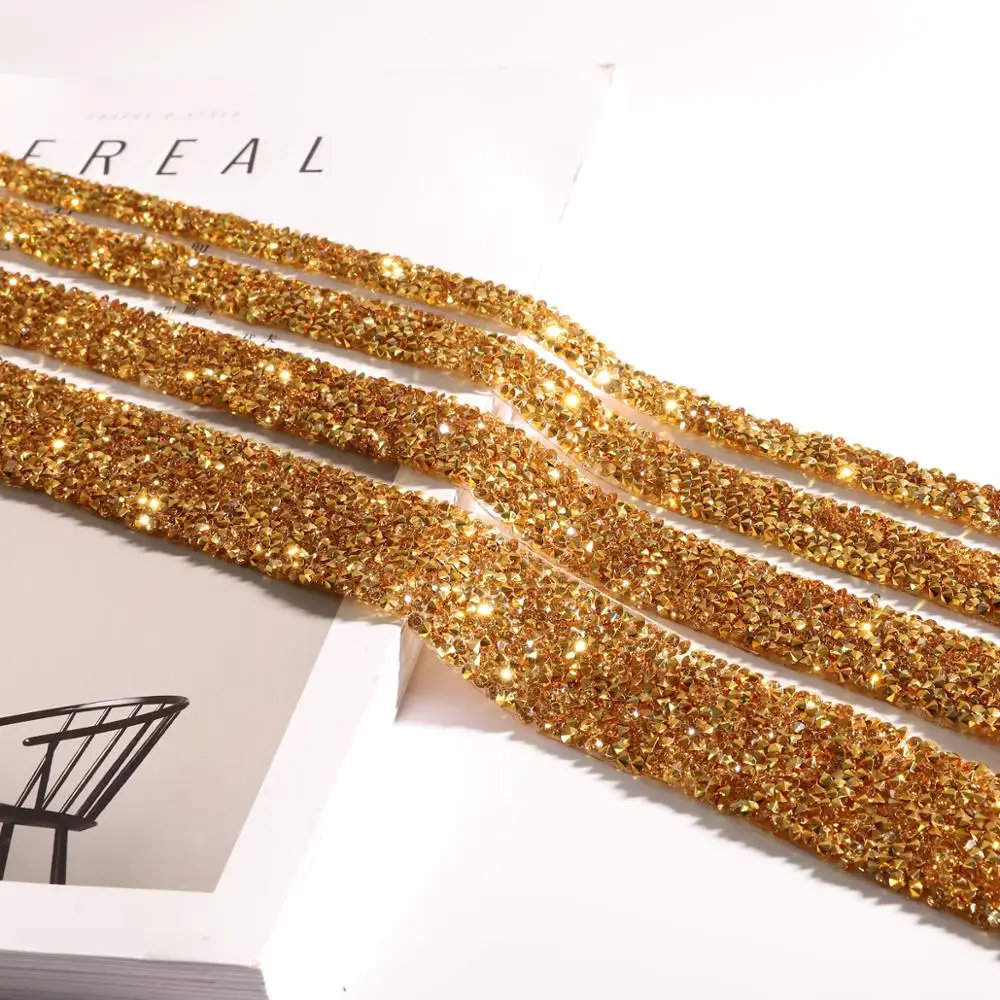 1 ярд орнамент из кристаллов Стразы горячей фиксации лента-аппликатор лента с