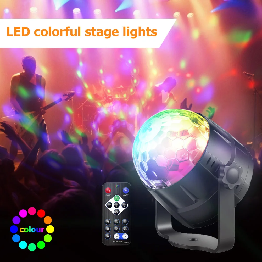 

VKTECH 3W RGB Party Strobe Stage Effect Lamp Sound Activated Rotating Disco Ball Light Uplights Stage Lighting Effect Light New