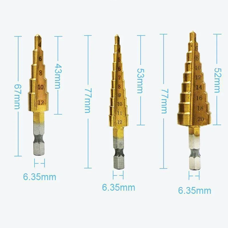

1PC HSS Steel Titanium Step Drill Bit Woodworking Drilling Tools 4-12mm 4-20mm 4-32mm Cone Cutting Tools Speed Drilling Tool