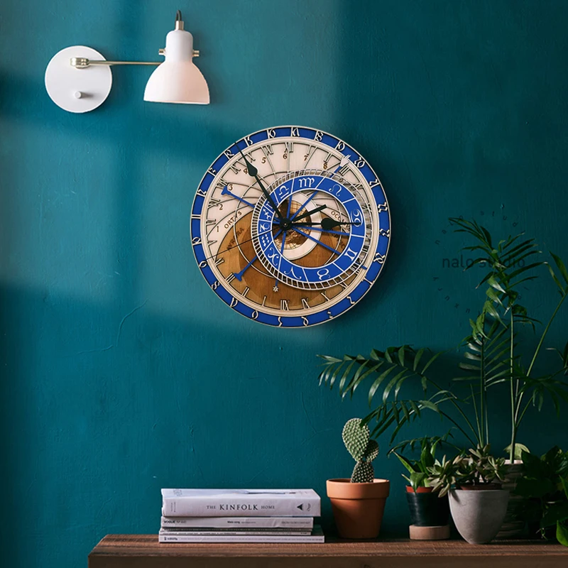 

Constellations Venice Astronomical Wall Decor Clock Creative Wooden Clock Living Room Wall Clock Quartz Clock Home Decoration