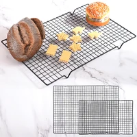 black carbon steel cake cooling rack single layer rectangle bread cookie barbecue holder kitchen non stick baking grid shelf