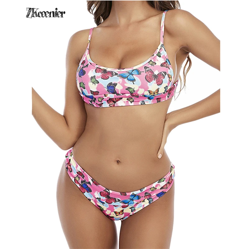 

Butterfly Swimsuit Sexy Pleated Swimwear Halter Bikini 2 Piece Set Women Bathing Suit Solid Push Up Biquini Summer Beach Wear