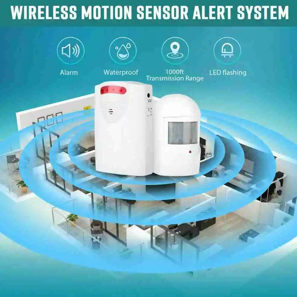 

New Home Wireless Driveway Alarm Infrared Motion Sensor Garage Alert Security System Induction Doorbell Split Welcome