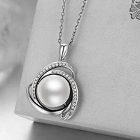 popular necklace white pearl gift jewlery pendant silver plated for women elegant fine gift
