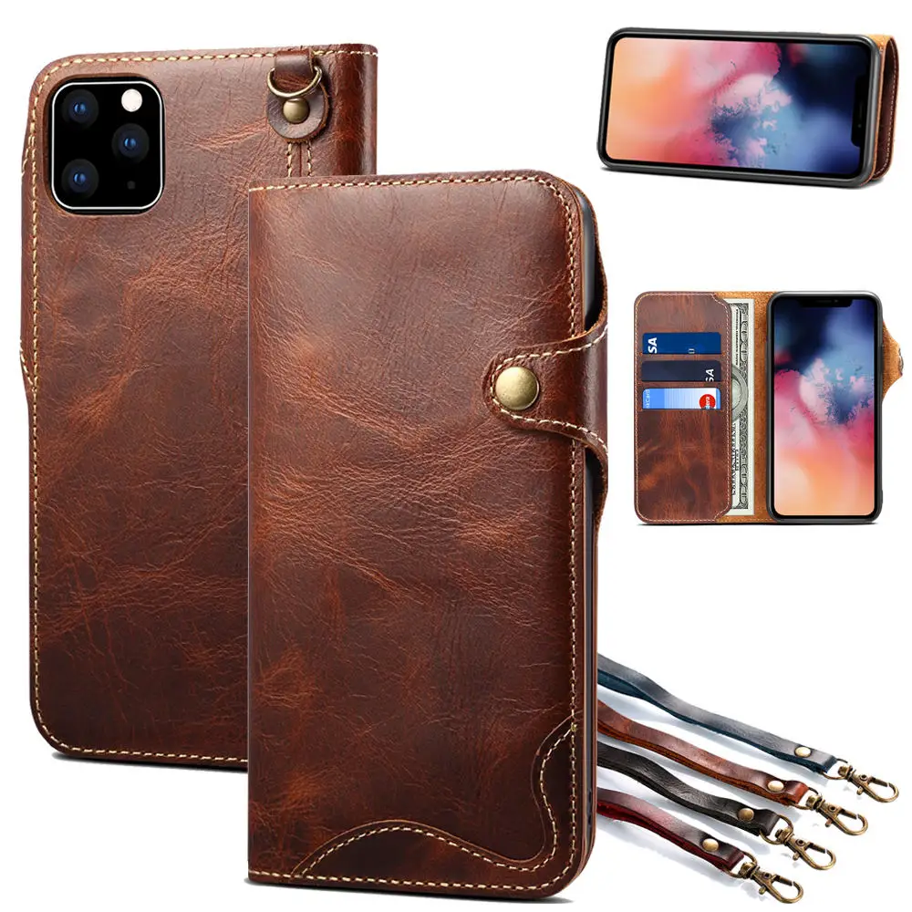 Чехол-книжка из натуральной кожи для iPhone 11 Pro Max xr xs max x 7 8 6 6s plus, чехол-кошелек, чехол для телефона, бизнес-книга, ремешок