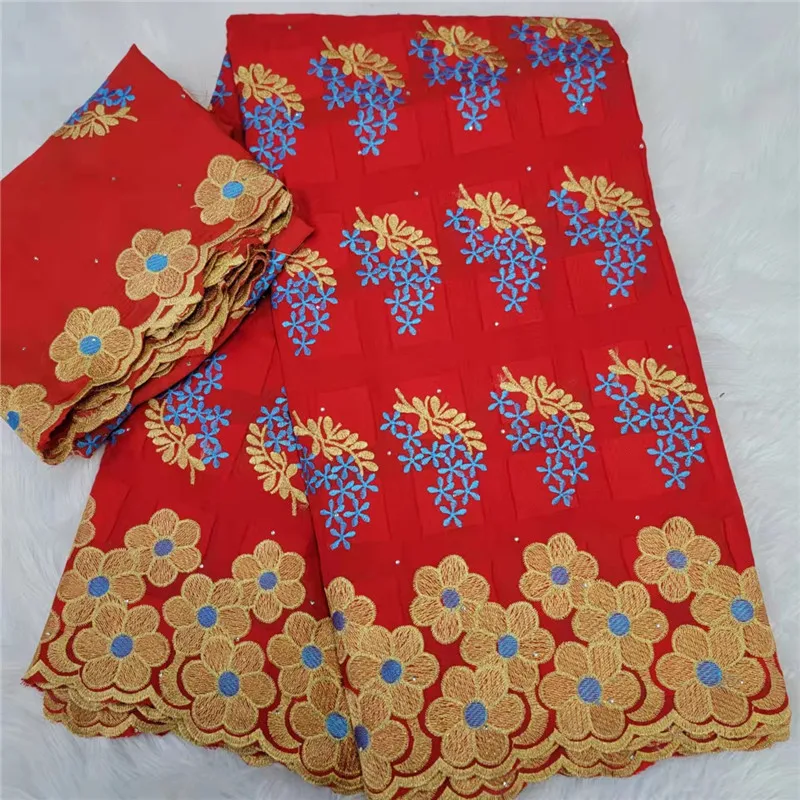 Ткань кружевная швейцарская вышивка бисером 100% хлопок в африканском стиле 9L01012 7