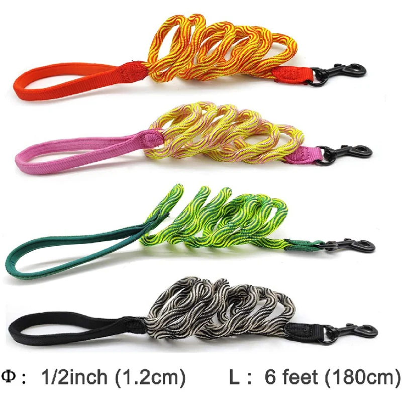 

2020 Reflective Heavy Duty Climbing Rope Leash Soft Padded Handle for Medium Large Dog Nylon Rope Training Leash Slip Lead Strap