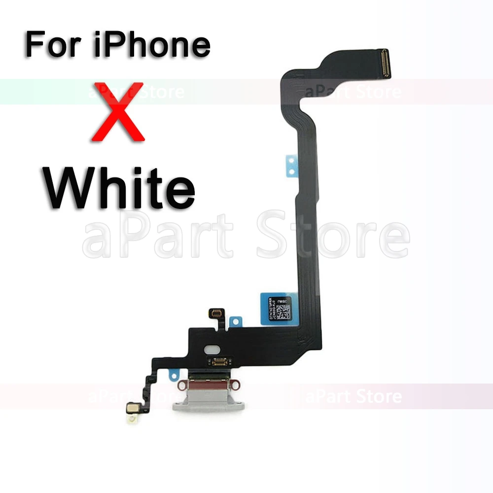 Нижняя док-станция для зарядки для iPhone Xs Max X XR 7 8 Plus USB зарядное устройство Порт платы док-станция разъем микрофон гибкий кабель Замена - Цвет: For iPhone X White