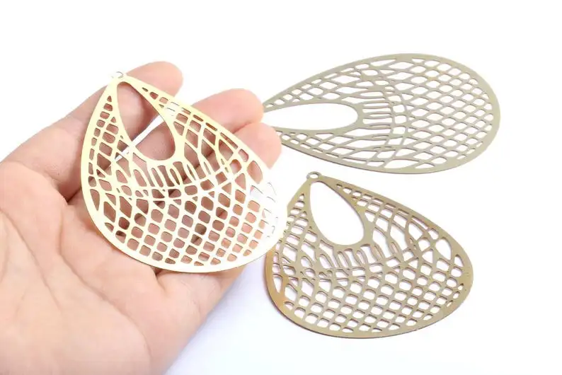 

Raw Brass Marquise Shaped Earrings Charms - Raw Brass Hallow Out Earring Charms - 6Pcs/Lot - 72.1x53.5x0.3mm - JJA3916