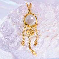 korean romantic dreamcatcher ear stud design cats eye geometry charm tassels necklace for women elegant leaves delicate necklac