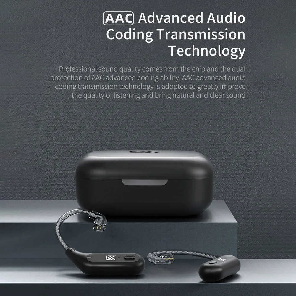 

KZ-AZ09 Bluetooth 5.2 Audio Receiver Module 0.78mm 2 Pin Ear Hook Wireless Adapters with Charging Case for KZ ZSX ZSN ASX ZS10