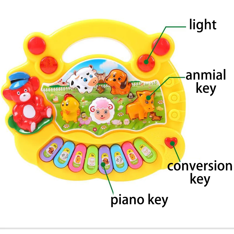 Музыкальное пианино для животных фермы детские развивающие Игрушки раннего