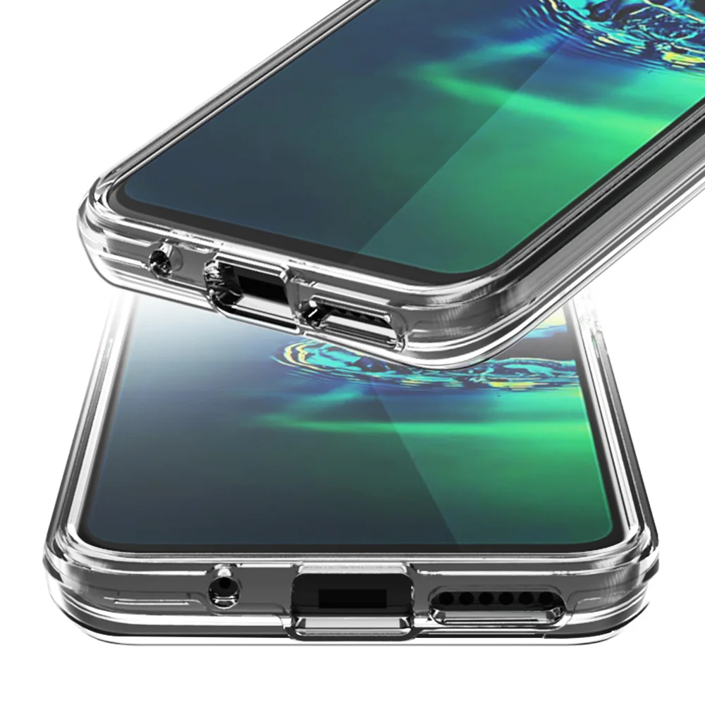 Прозрачный бронированный чехол на Motorola Moto One Zoom Pro Macro X5 E5 G6 Play G8 Plus Двухслойный