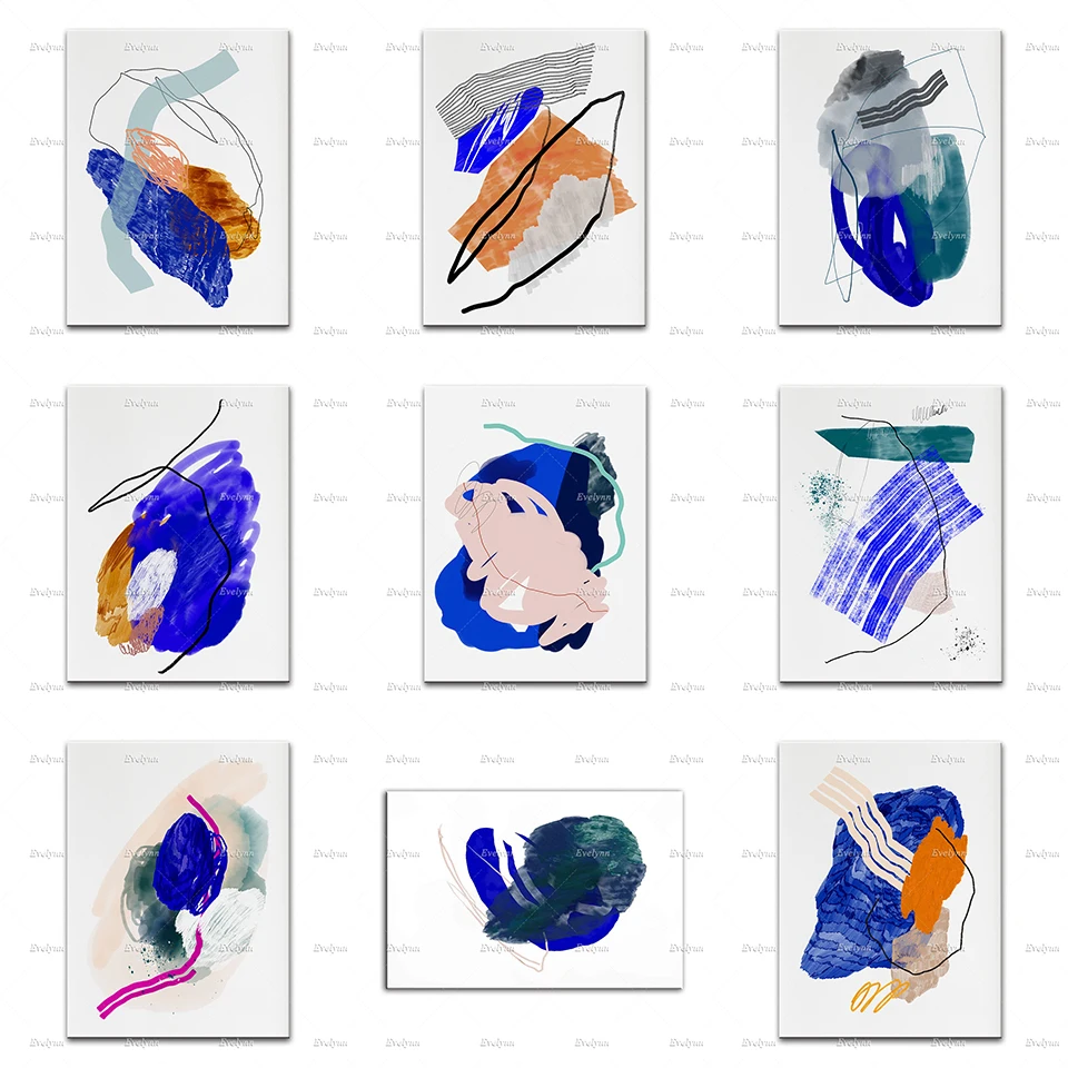 

Colorful Abstract Art Posters, Abstract Print, Blue Yves Klein Home Decor Canvas Wall Art Prints Living Room Decoration Gift