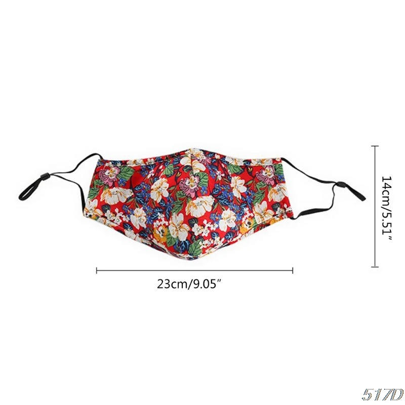 

Adult Colorful Floral Cotton Mouth Mask with Replaceable Filter Pocket New 2021