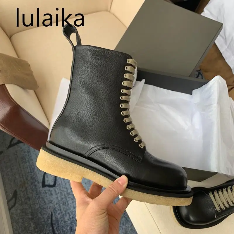 Женские ботинки на шнуровке повседневные короткие в британском стиле Размеры 35 40