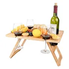Деревянный складной винный стол для отдыха на открытом воздухе, Кемпинг, бар, стол со стеклянным небольшим пляжным столиком для путешествий
