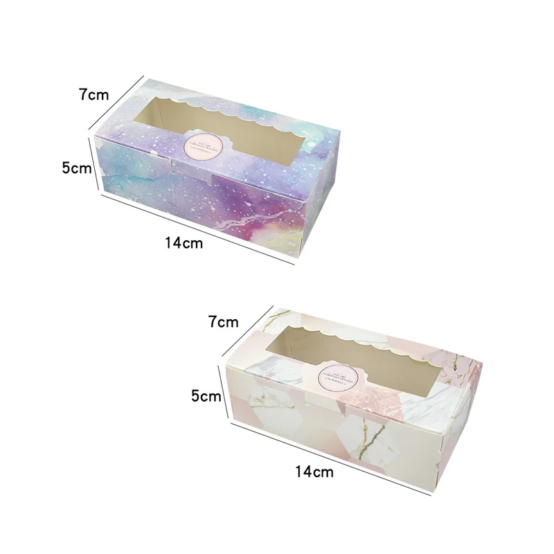 50PCS Paper Gift Box With Window Wedding Party Favors Galaxy Gift Wedding Box Cake Food Packaging Candy Cookies Cupcake Star