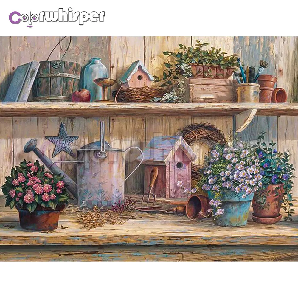 Алмазная живопись полный квадрат/круглый сверлить Сельская жизнь Цветы Лейка Алмазный кристалл Крестиком вышивка Мозаика 826DP на.