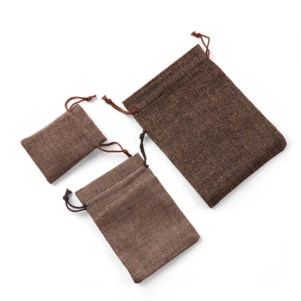 Домашние вечерние льняные мешок на завязках Мешок свадебный подарок сумки