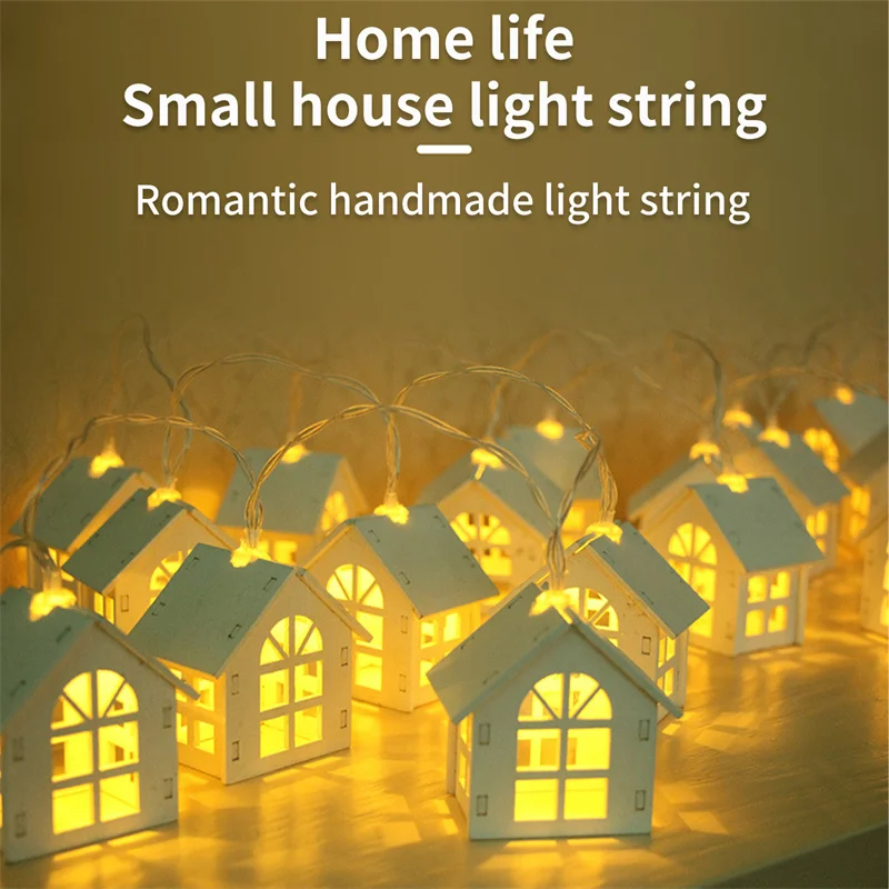 

2M LED String Lights Wood House Lamp Christmas Garland 10LEDs New Year Wedding Party Holiday Room DIY Decoration