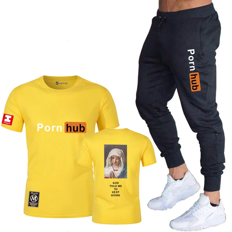 

2021 Summer New Fashion Men's Suit T-Shirt + Pants Two-Piece Casual Sportswear Men's Sports Brand Suit T-shirt+ Pants