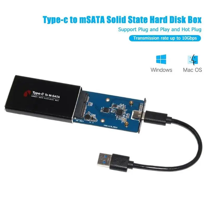 Чехол для жесткого диска Type C на mSATA адаптер USB 3 1 SSD корпус чехол мобильного