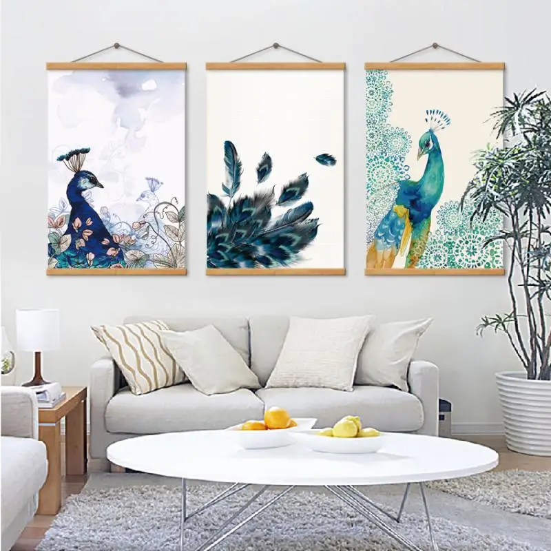 

Canvas Green Peacock Luxury Art Painting Poster 3pcs Mordern Living Room And Bedroom Minimalist Decorative Print Pictures
