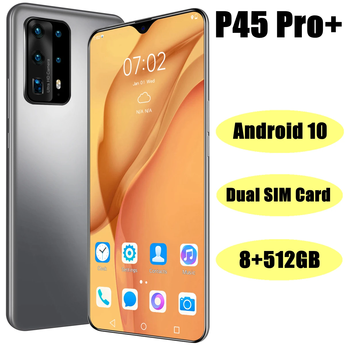 

Global Version P45 Pro+ 6.3Inch 8GB 512GB Android 10 Smartphone 16+32MP HD Camera 4G LTE Dual SIM Card 8 Cores Cell Phone