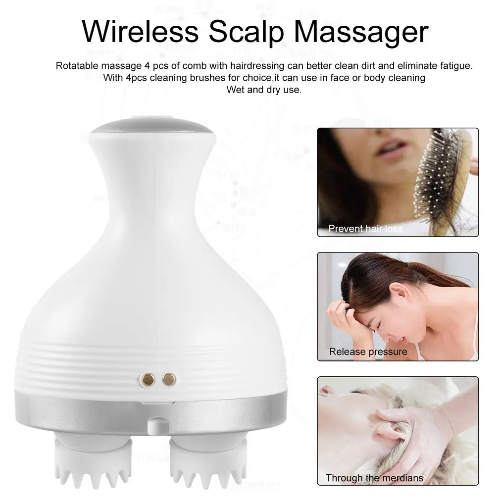 

1 pcs Waterproof Electric Head Massage Wireless Scalp Massager Prevent Hair Loss Promote Hair Growth Tools Vibrating Brain Care