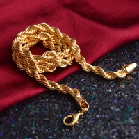 24k pure gold necklace wholesale fashion jewelry gold color rope chain necklace popular chains necklace for men punk party