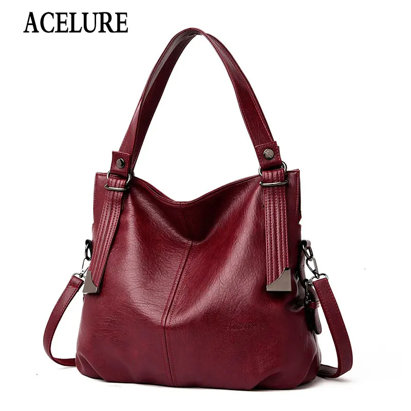 

ACELURE Solid PU Leather Large Capacity Handbags for Women Bag Casual New Fashion All-match Shoulder Crossbody Bag DropShipping