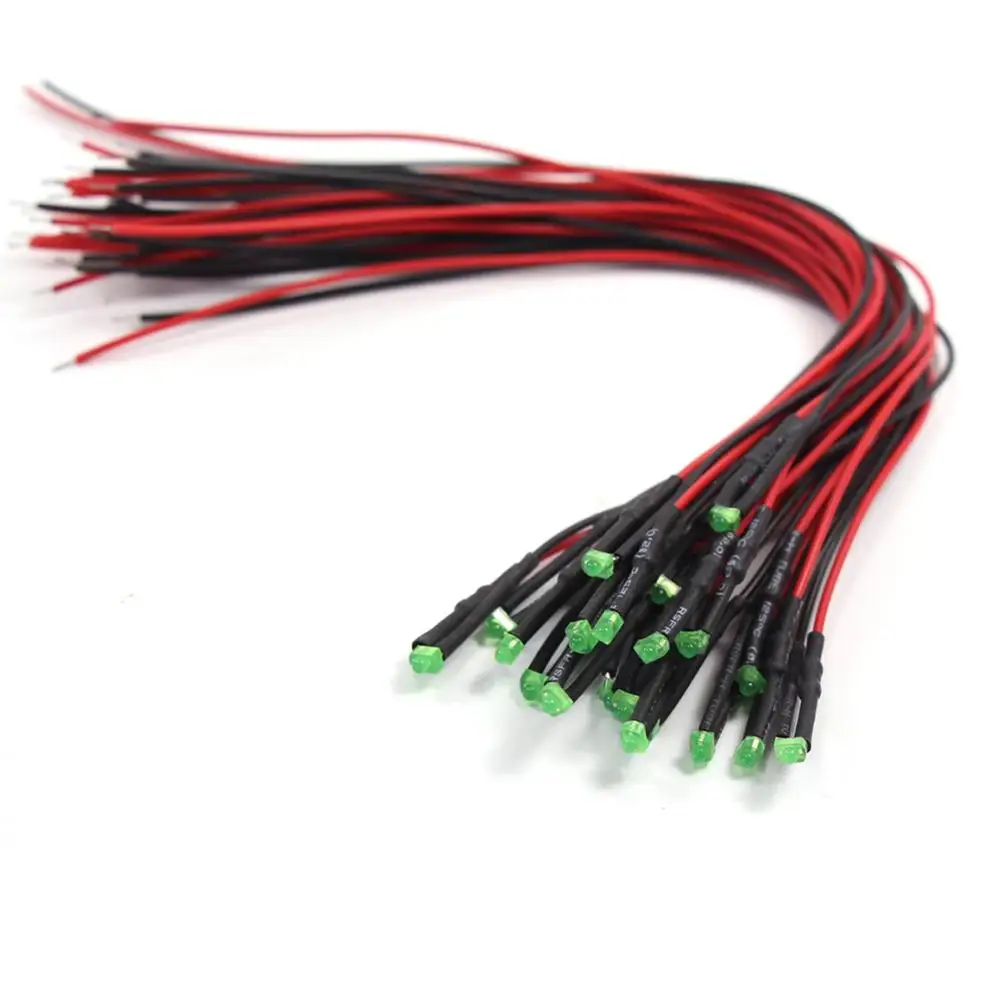 

Предварительно проводной светодиод L1218DG 1,8 мм, комплект зеленых ламп с рассеянным светом, 12 В, 20 см, длинный провод, 20 шт.