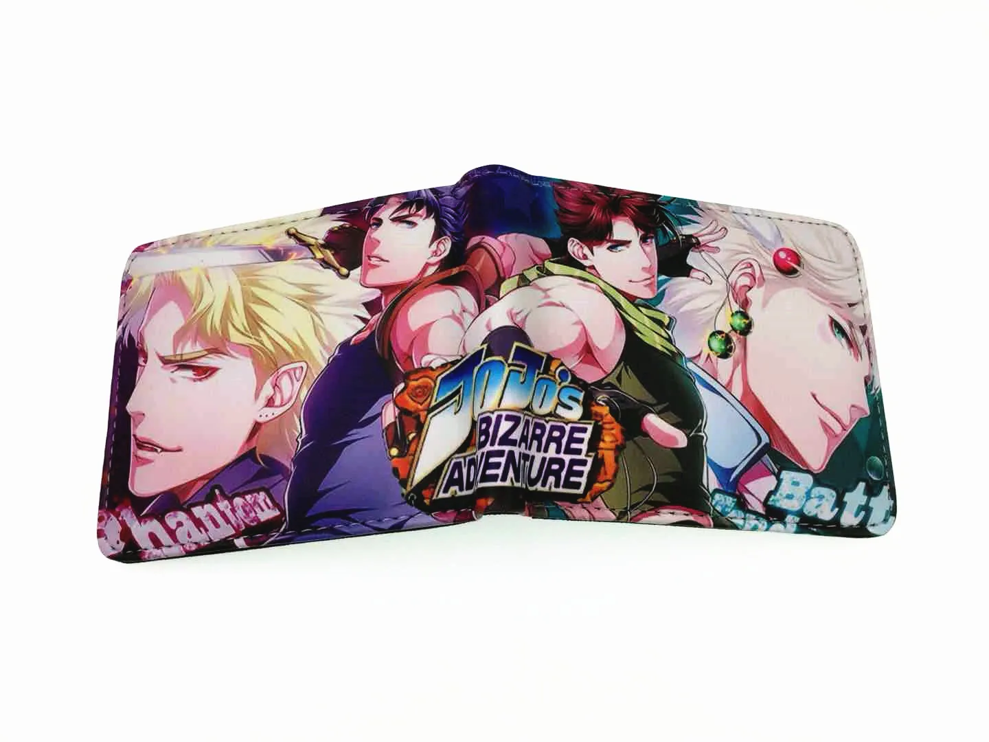 B Аниме JoJo's Необычные Приключения Pu короткий кошелек Двойные фото держатель для карт слой кошелек кожа Мальчики Девочки Монета на молнии карман moneybag - Цвет: B