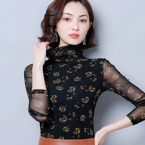 Осень 2020 новый стиль Популярная мода эластичный высокий воротник красивые цветы