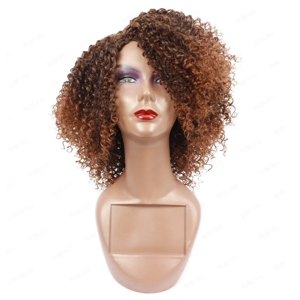 

Rebcass Afro Synthetic short Kinky Curly Wig Blown Color Hair Machine Made Party Wigs For Black Women Cosplay Heat Resistant