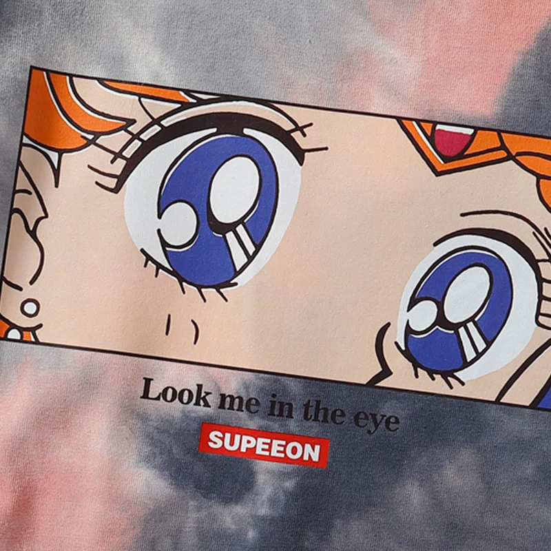 

Aolamegs Casual Tie-dyed Tshirt Men Cute Eyes Print T-shirts Couple Summer Short Sleeve Hip Hop Streetwear Tops Tee Shirts Women