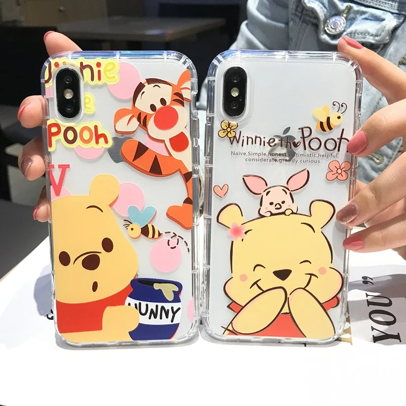 

Чехол для телефона Disney Pooh iPhone 13 Promax, Силиконовый противоударный защитный чехол для iPhone 11 12 13 Pro Max Mini 7 8 Plus XR XS