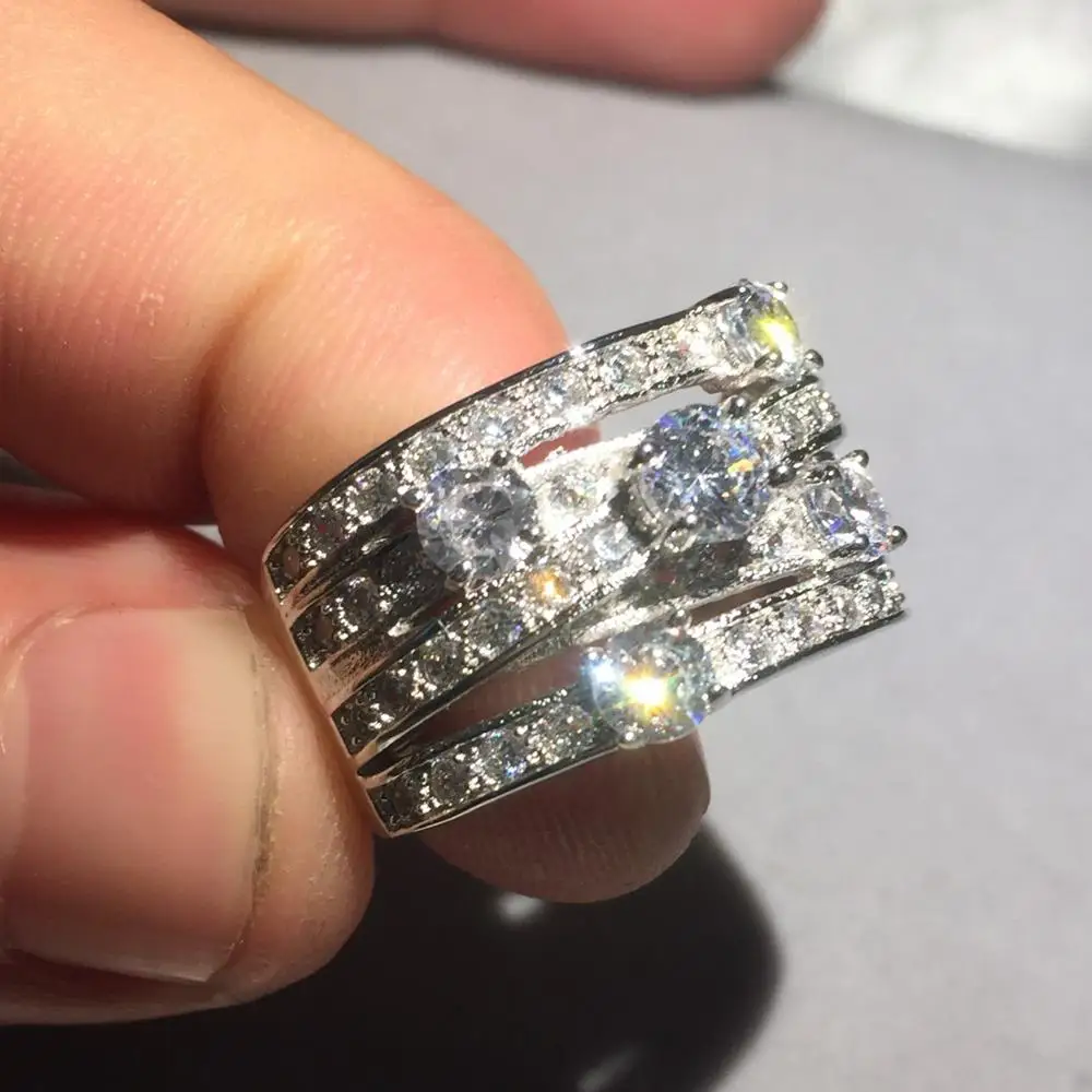 Женское и мужское кольцо из серебра 925 пробы с искусственным бриллиантом|diamond