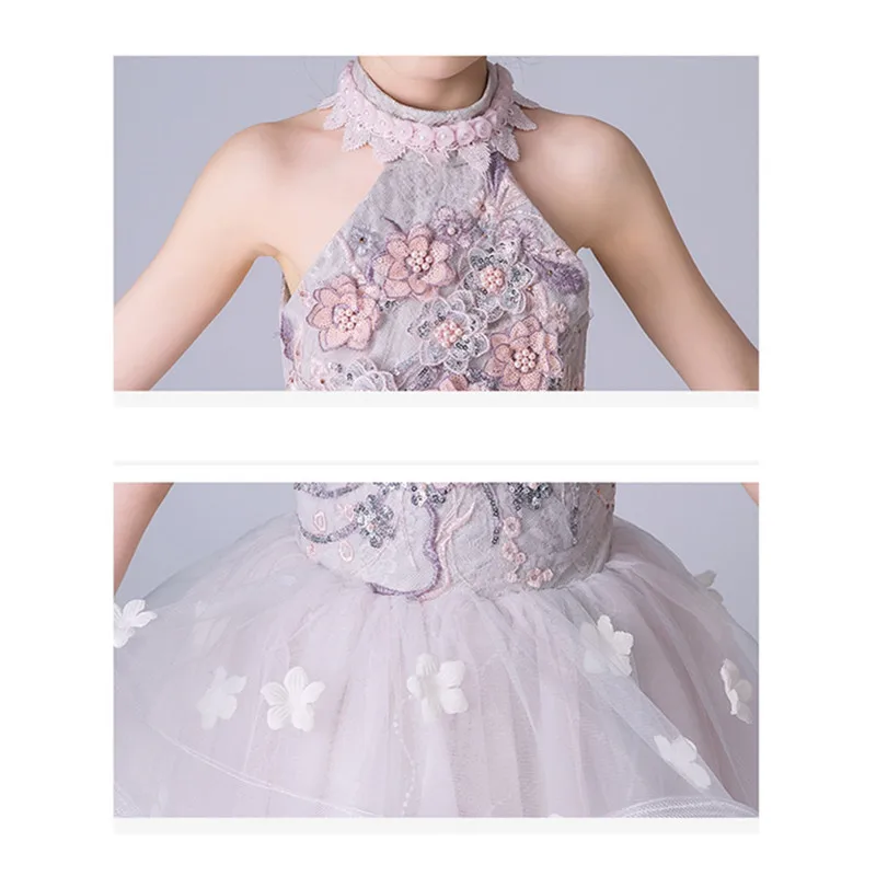 

Flower Girl Dress 2019 Flowers First Communion Dresses For Girls Elegant O-neck lace Sequined Christmas Ball Gowns