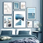 Океан пляж ракушки Пальма Морская звезда небо облако настенная Картина на холсте скандинавские плакаты и принты настенные картины для декора гостиной