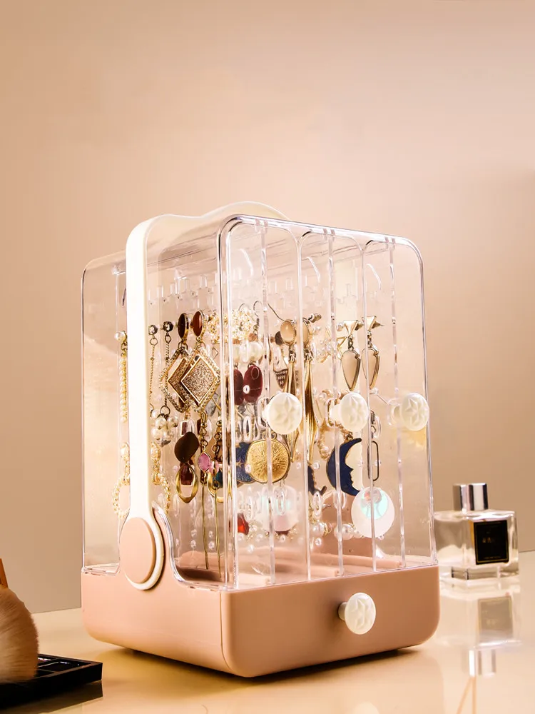 

Women Portable Jewelry Storage Box Home Office Earring Holder Necklace Container Makeup Organizer Desk Fashion Bracelet Case
