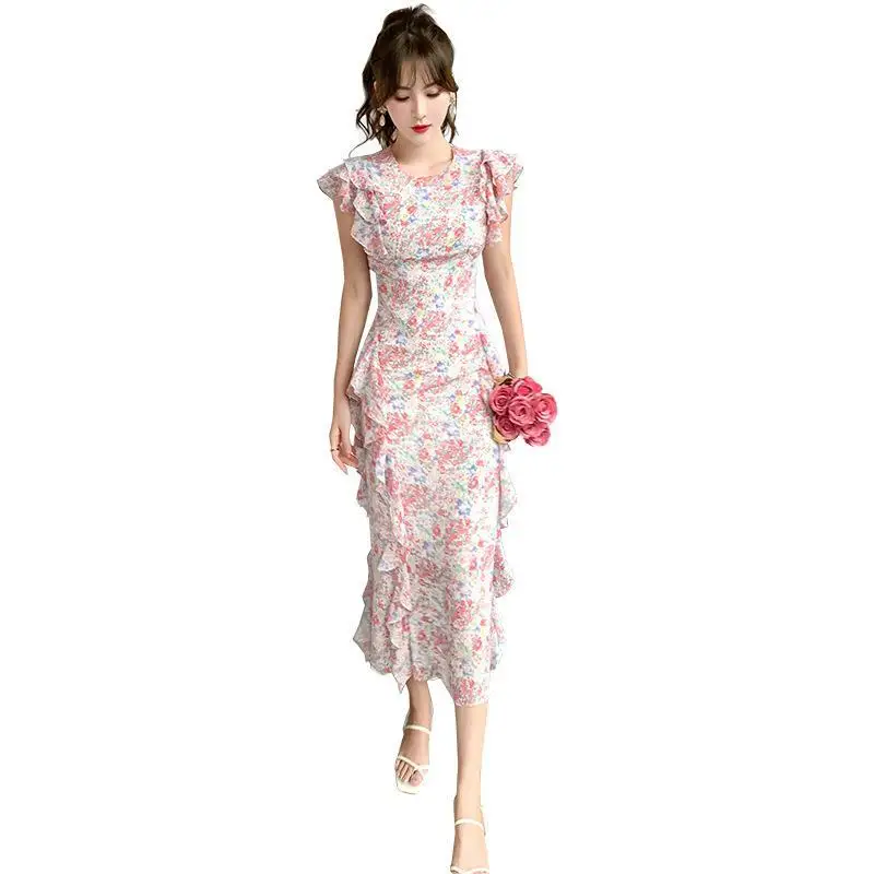 

summer 2021 new women's Chiffon fishtail ruffled skirt