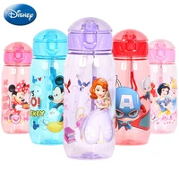 Disney Mickey Minnie Princess Cups for Kids Baby Water Feeding Cup Bottle Straw Portable Cartoon Cup Sport Bottles 450ML Hiking