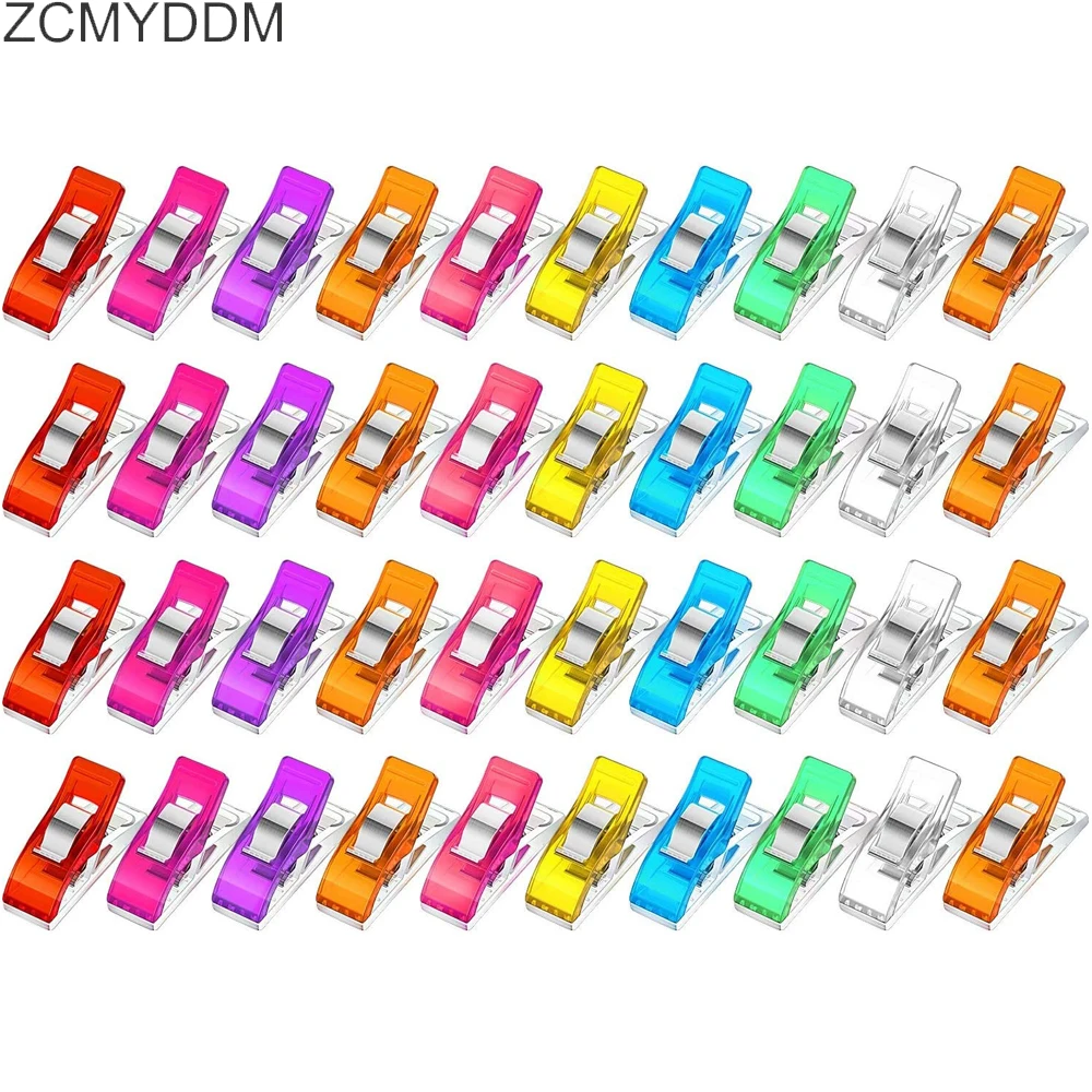 Цветные зажимы для шитья ZCMYDDM, пластиковые зажимы для шитья, для квилтинга ткани, для вязания, зажимы для шитья, инструменты для шитья своими руками - изображение