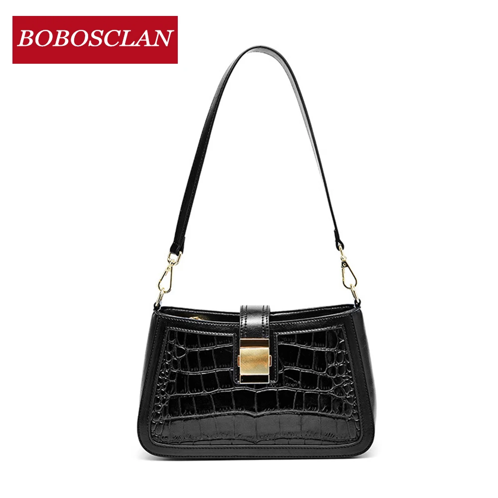 

BOBOSCLAN Women Luxury Leather Handbag Famous Designer Ladies Shoulder Hand Bag 2020 New Girl Clutch Alligator Crossbody Bag Sac