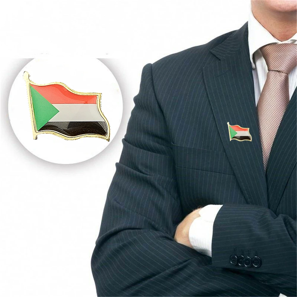 

10PCS Sudan Country Khartoum Patriotic Feelings Symbol National Flag Lapel Pins Collectibles