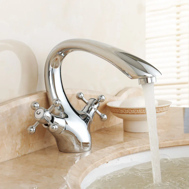 Rose Gold Brass Desk Mounted Bathroom Basin Faucets Hot Cold Mixer Double Handle Toilet Sink Water Taps For Kitchen Accessories |