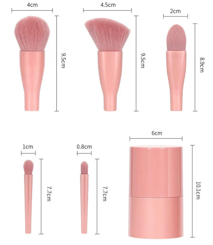 5pcs Mini  Makeup Brushes Set-The Pink Cosmestic Brushes-foundation&powder&blush Fiber Beauty Pens-make Up Tool