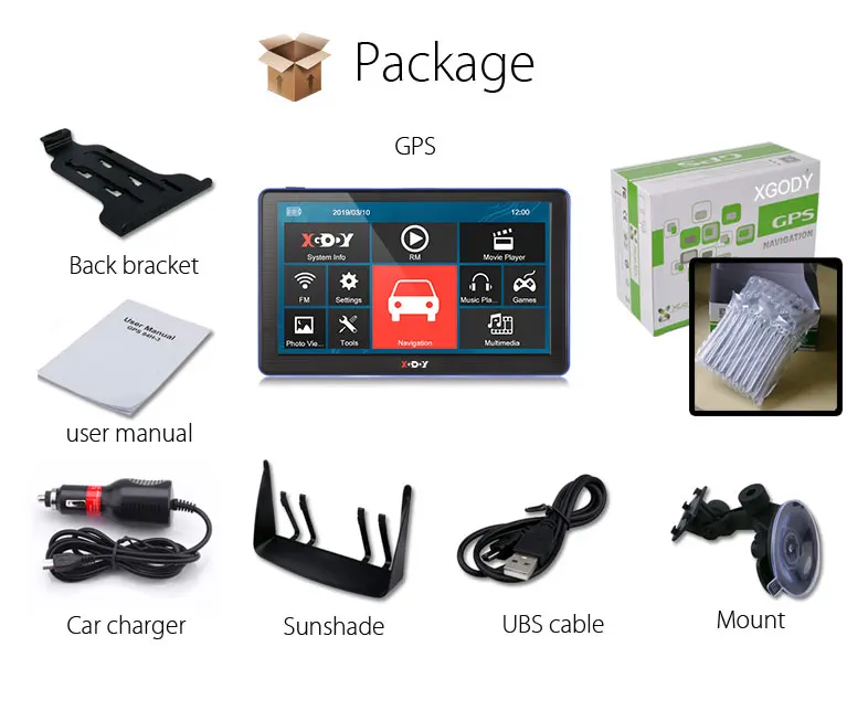XGODY 7 дюймов GPS грузовик навигационная 886 256 м + 8 Гб емкостный сенсорный экран Экран